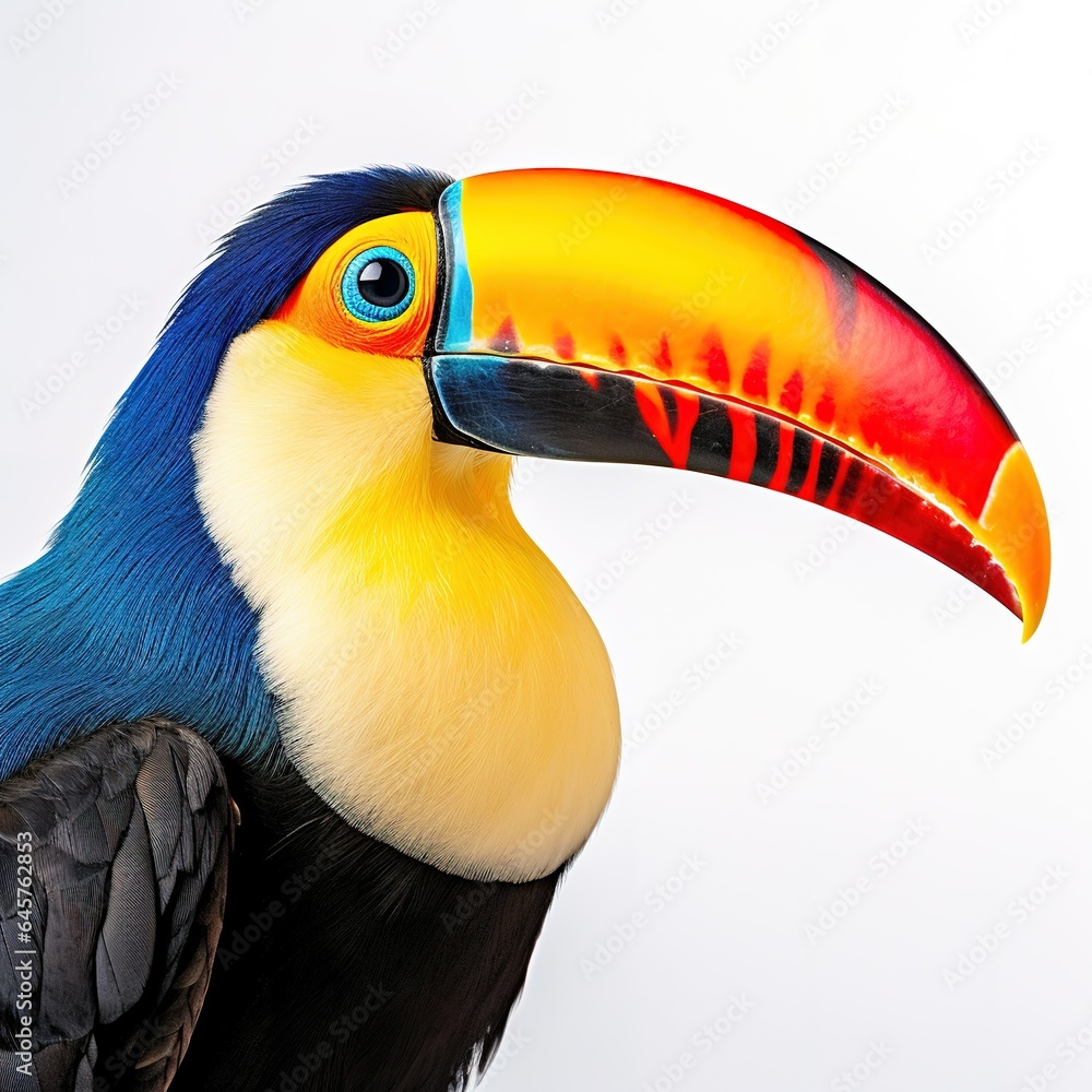 Naklejka premium Taucan infront of a white background