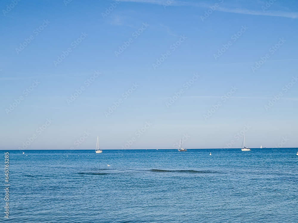 sailboat in the sea, baltic sea in the morning sailboat in the sea, baltic sea in the morning