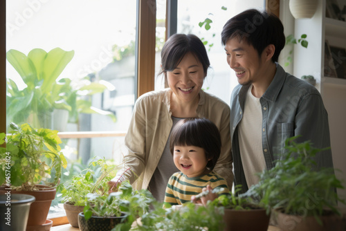 A joyful Japanese asian family and their child sharing love and laughter at home, embracing the beauty of family life,Everyday Family Moments © BrightSpace