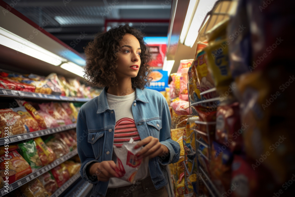 A vibrant Hispanic woman people makes fresh, organic choices at the local market, embracing a nutritious lifestyle A vibrant Hispanic woman people makes fresh, organic choices at the local market, embracing a nutritious lifestyle