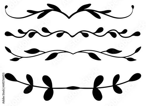 Text Divider thin line icons set. Outline sign border element kit. Page Decoration linear icon paper break, book decoration. Simple separator black contour symbol isolated on white vector Illustration