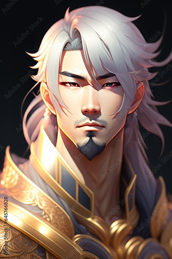 Man portrait in silver hairs in Chinese style Man portrait in silver hairs in Chinese style
