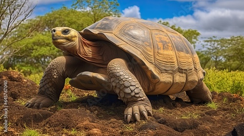 Giant Galapagos turtle in Galapagos island