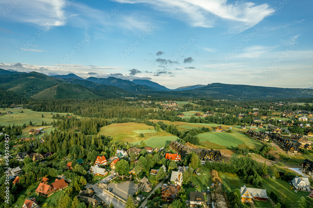 Zakopane resort town from a height, Poland