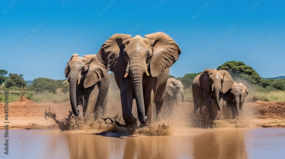 Fototapeta premium A photograph of an animal in front of blue sky