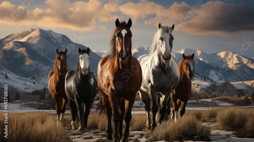 Horses in the mountainous area © Veniamin Kraskov