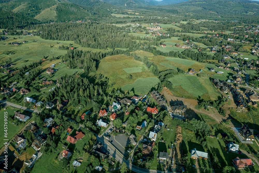 Zakopane resort town from a height, Poland