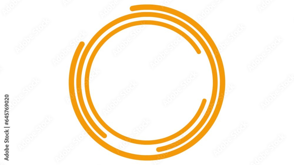 Animated orange circular frame spins. Linear symbol rotates. Copy space for text. Vector illustration isolated on white background. Animated orange circular frame spins. Linear symbol rotates. Copy space for text. Vector illustration isolated on white background.
