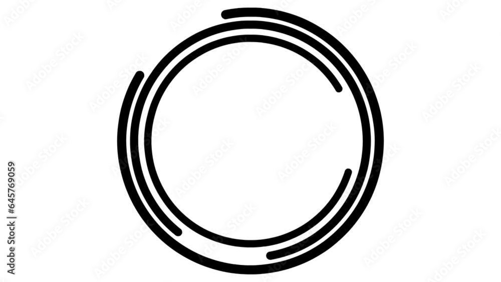Animated black circular frame spins. Linear symbol rotates. Copy space for text. Vector illustration isolated on white background. Animated black circular frame spins. Linear symbol rotates. Copy space for text. Vector illustration isolated on white background.