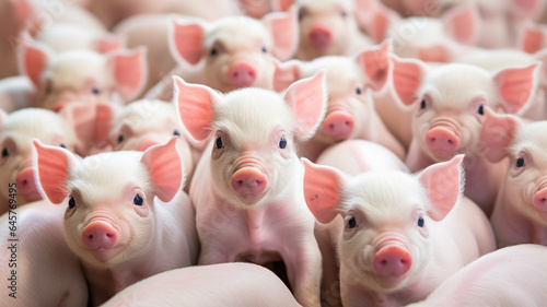 Group of Small Pink Pigs Sitting Together
