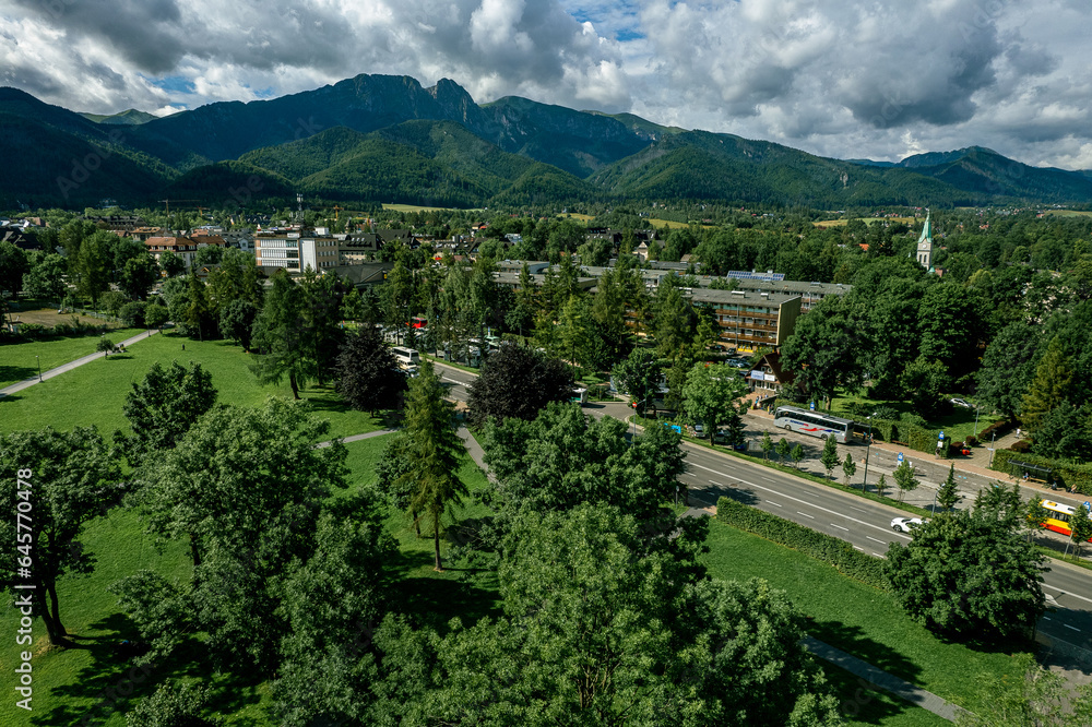 Zakopane resort town from a height, Poland