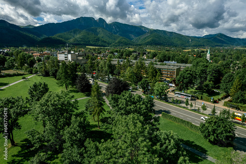 Obraz na płótnie Zakopane resort town from a height, Poland w salonie