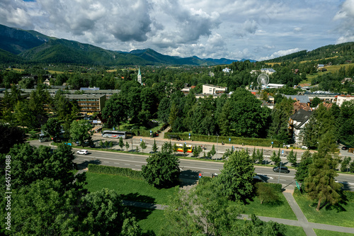 Obraz na płótnie Zakopane resort town from a height, Poland w salonie