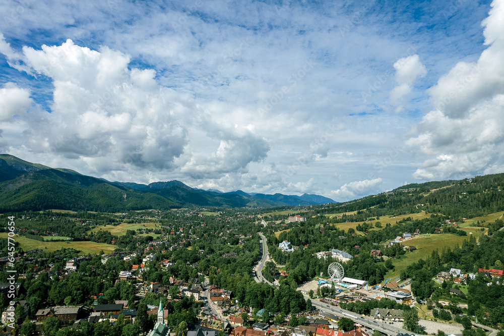 Zakopane resort town from a height, Poland