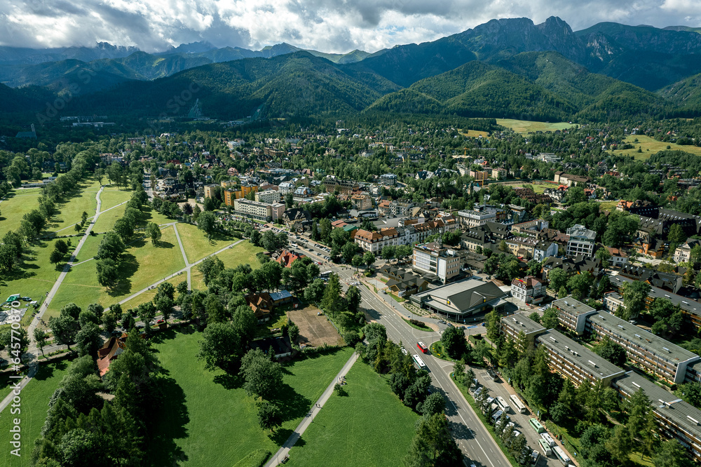 Zakopane resort town from a height, Poland