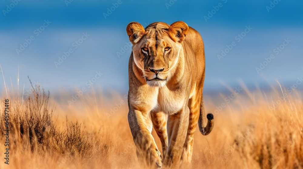 Fototapeta premium A photograph of an animal in front of a clear blue sky