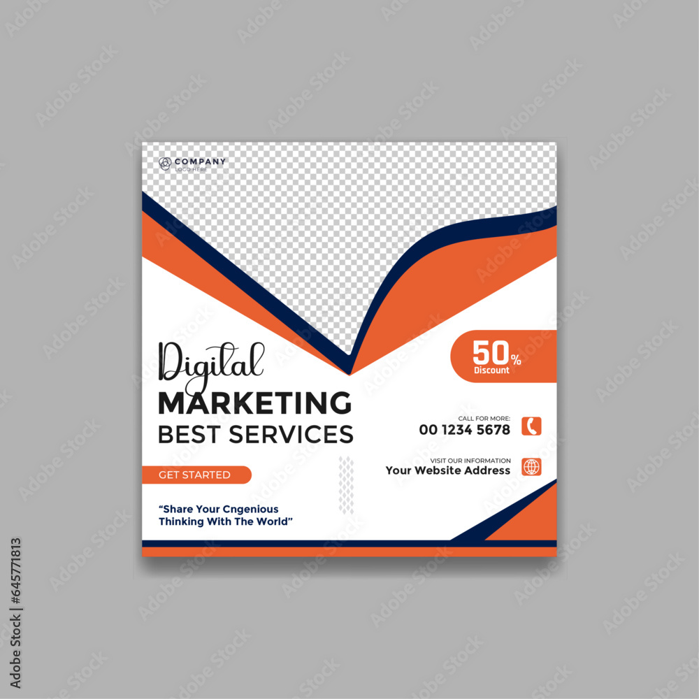 Digital marketing conference square Social media post or banner template design Digital marketing conference square Social media post or banner template design