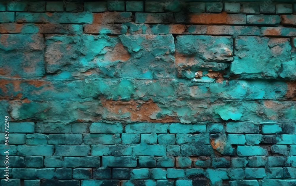 Fototapeta premium Rustic wall in turquoise color, Generative AI