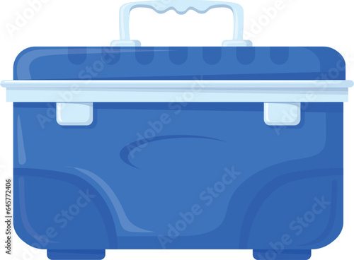 Portable fridge cartoon icon. Summer ice box