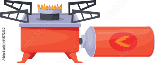 Camping stove. Butane gas burner cartoon icon