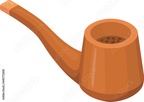 Smoking pipe cartoon icon. Vintage wooden smoker symbol