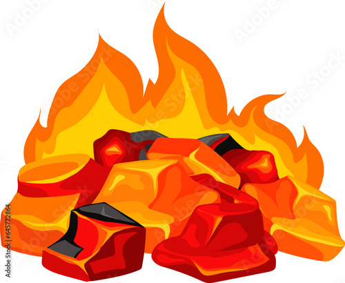 Bonfire icon. Cartoon burning coal. Campfire flame