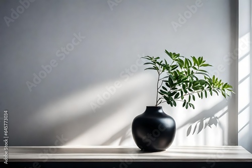 vase with flowers in front of wall