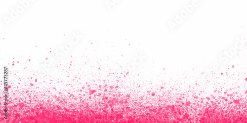 Pink splash of color isolated on transparent light background. Abstract red powder explosion with particles. Colorful dust cloud explode, paint holi, mist splash effect. Realistic vector illustration.