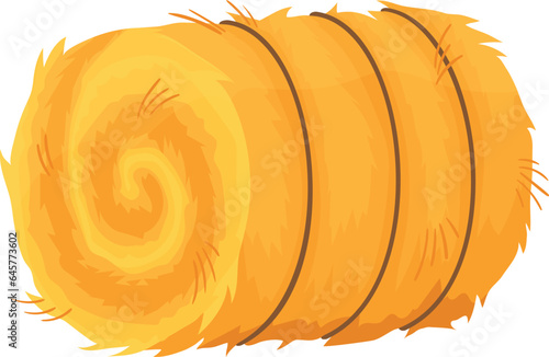 Golden straw bale. Hay roll cartoon icon