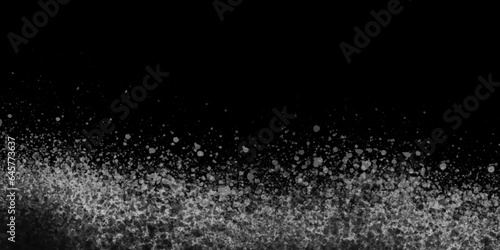 Silver glitter texture. Irregular confetti border on a black background. Christmas or party flyer design element. Vector illustration. Abstract black watercolor background. Hand painted watercolor.