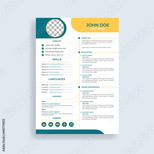 Modern curriculum creative cv template design