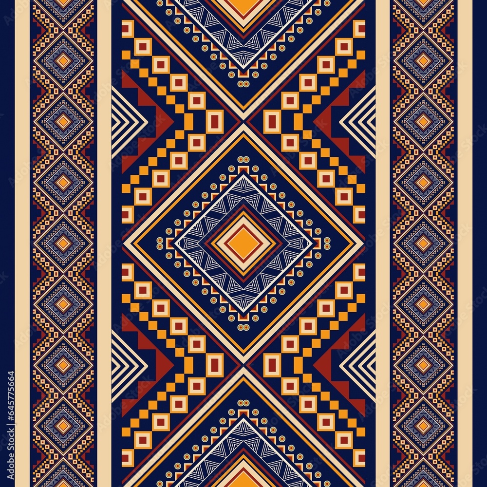Ethnic vintage retro oriental geometric style seamless pattern. Abstract traditional folk. Ikat tropical texture textile background. Abstract hand drawing.