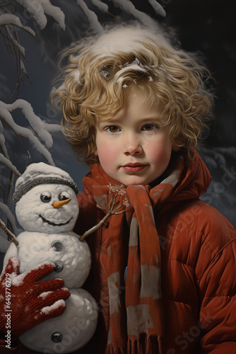 Child and snowman 