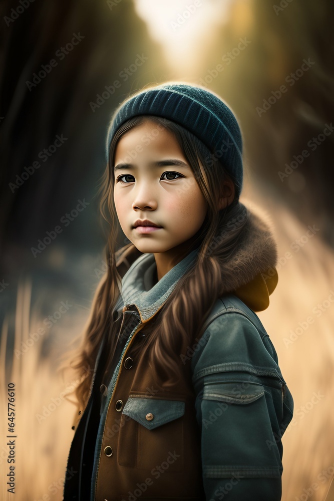 Detailed portrait of an Asian girl sad Detailed portrait of an Asian girl sad