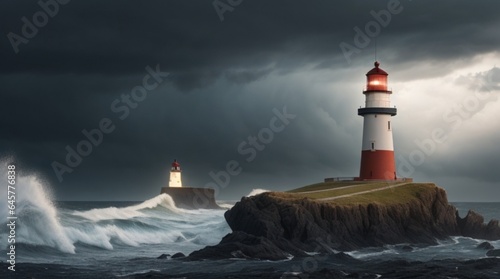 lighthouse on the shore of the sea