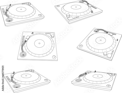 Vector illustration sketch of music mixer for disc jockey 