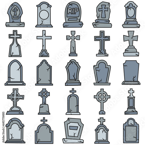 Vector collection of tombstone illustrations