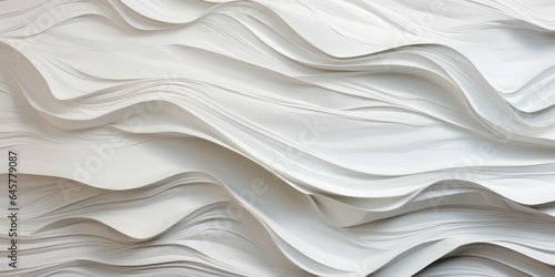 Flowing Thin White Lines in Delicate Paper Cutout Style, Depicting Yogurt, Cream, Ice Cream