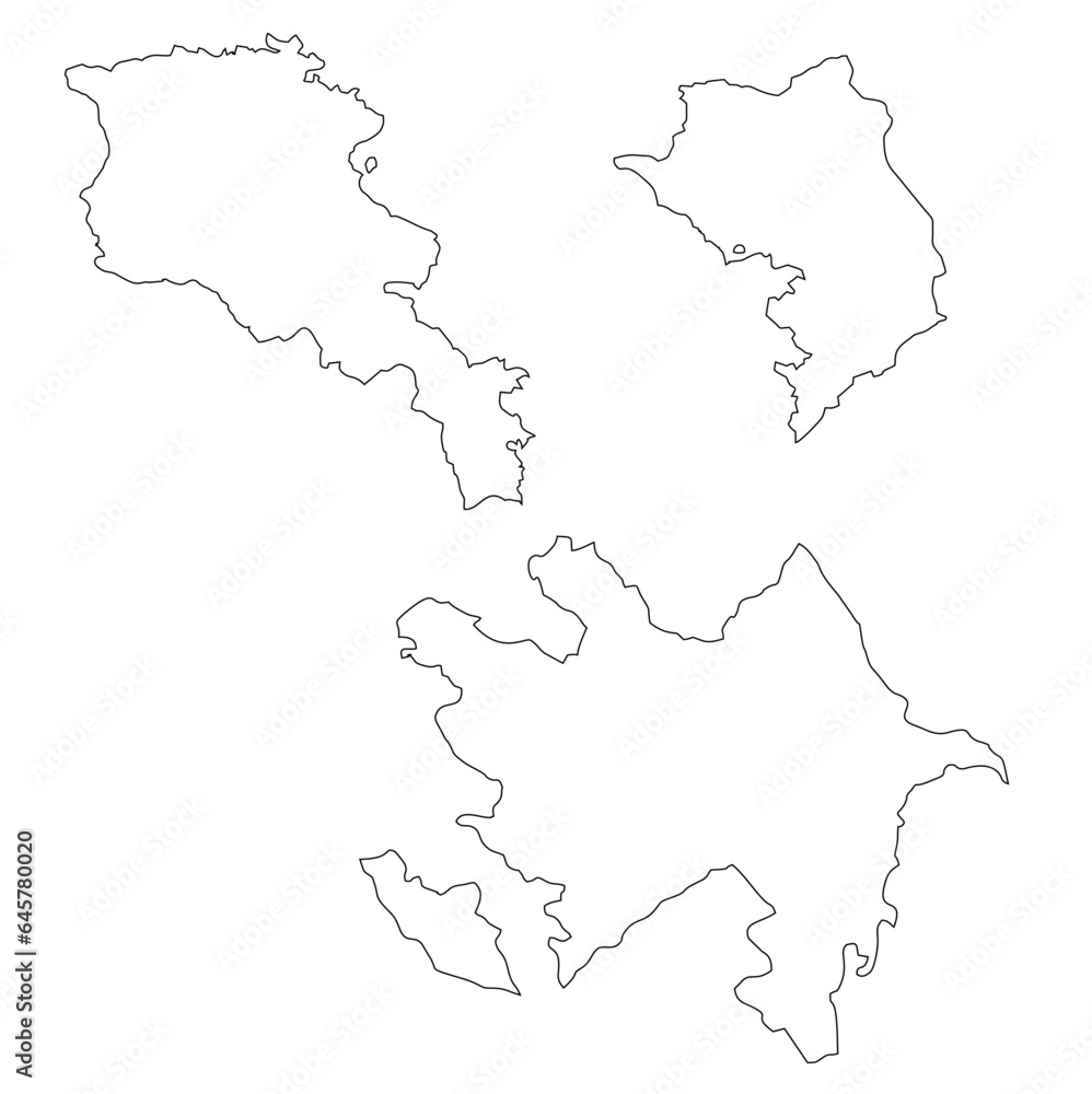 Azerbaijan, Armenia, Nagorno-Karabakh - outline of the country map