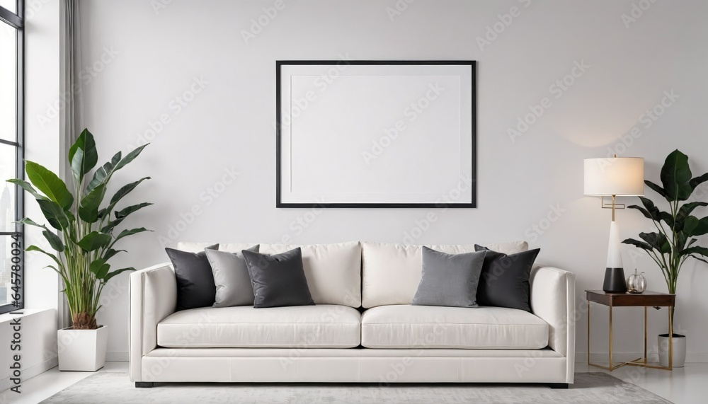 Concept Mockup. White living room with a sofa Concept Mockup. White living room with a sofa