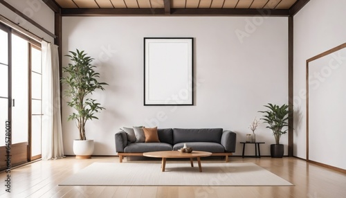 Concept Mockup. White living room with a sofa