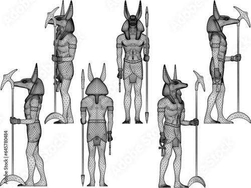 Vector sketch illustration design of egyptian god goddess of death statue