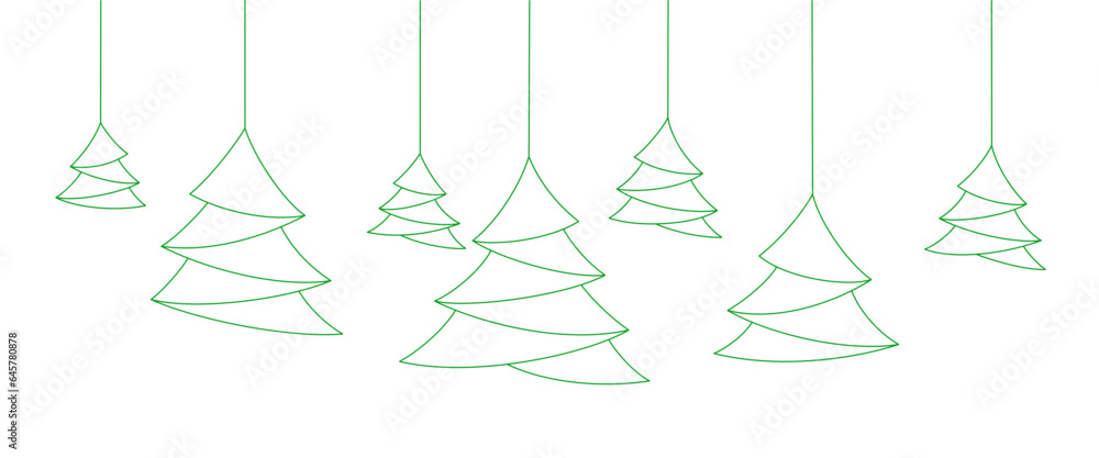 hanging Christmas tree line art style, merry christmas element vector hanging Christmas tree line art style, merry christmas element vector