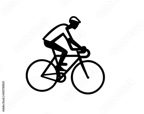 Boy riding a bike. Vector illustration character cartoon boy riding a bike in a helmet and a backpack.