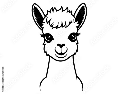 Cute llama isolated on blue background. Funny kawaii alpaca character. Cartoon flat style. Vector illustration
