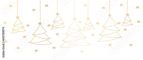 hanging Christmas tree line art style, merry christmas element vector