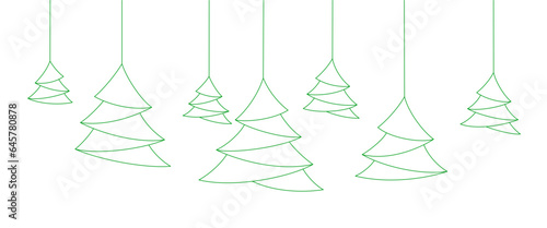 hanging Christmas tree line art style, merry christmas element vector