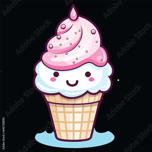 A cute ice cream  Vector Illustration   Ice Cream Cone