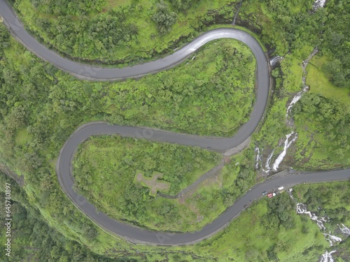 curvy highway road in the forest