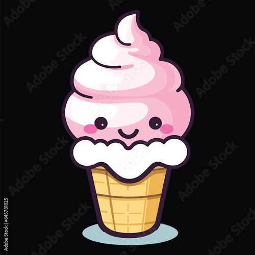 A cute ice cream  Vector Illustration   Ice Cream Cone